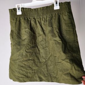 J. Crew olive green 6 Linen mini paper bag skirt